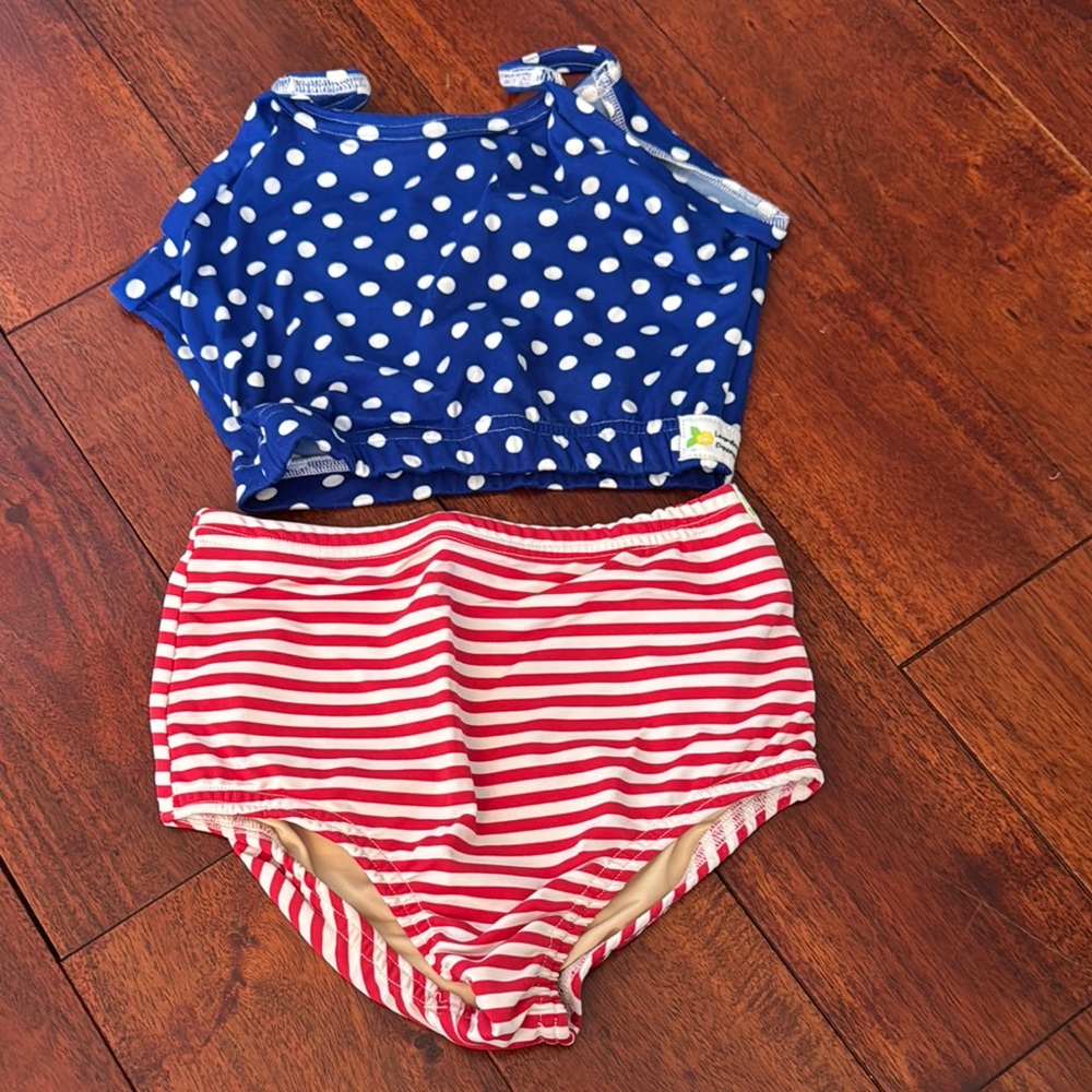 Polka Dot and Striped Two-Piece Lemonberry dance wear two piece set